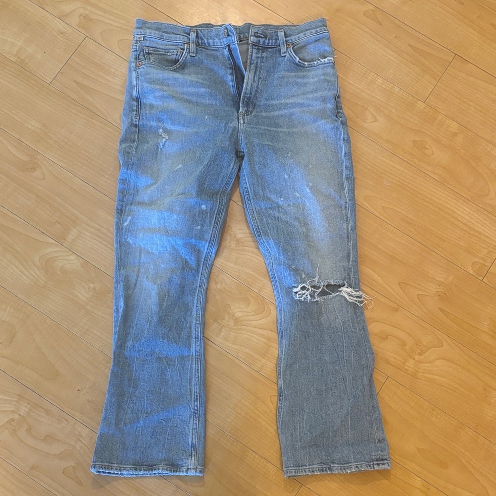 Citizens Of Humanity Light Blue Distressed Flare Jeans